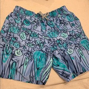 Blue Smiley face Swim Trunks
